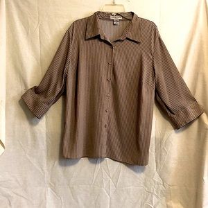 Notatations Women tan/black striped blouse size 2xl